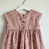 Rose pink floral classic handmade dress, 3-4 years