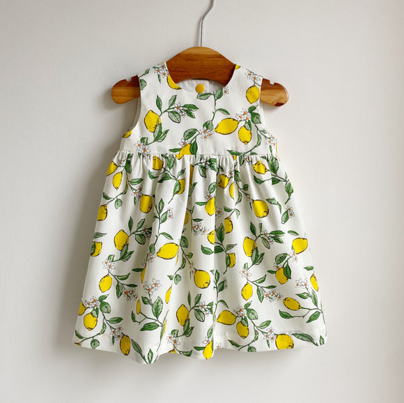 Lemon print classic handmade dress