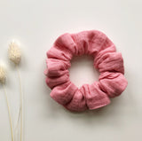 Pink double gauze floral hair scrunchie