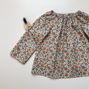 Coral floral long sleeve blouse, 3-6 months