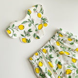 Lemon print scalloped edge bib