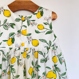 Lemon print classic handmade dress