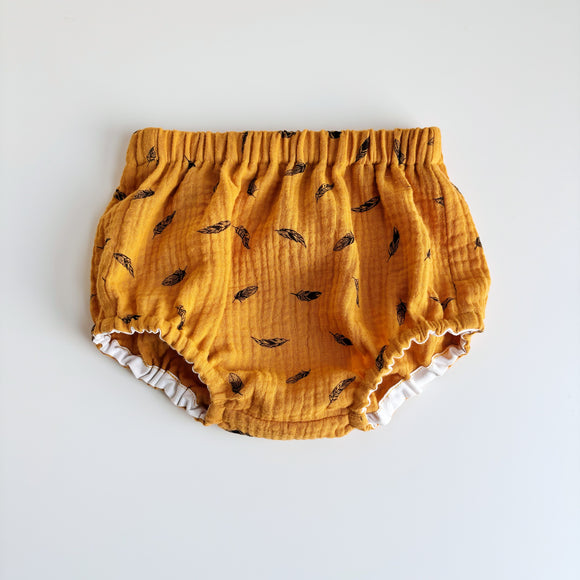 Mustard feather print handmade bloomers