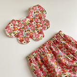 Summer flowers scalloped edge bib