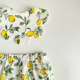 Lemon print scalloped edge bib