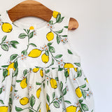 Lemon print classic handmade dress