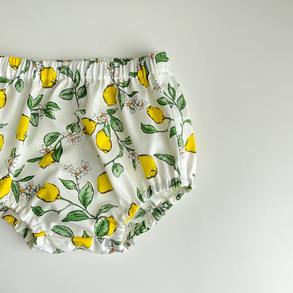 Lemon print handmade bloomers, 6-12 months