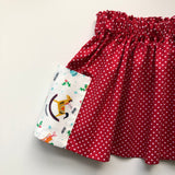 Red spot Christmas print skirt with pockets