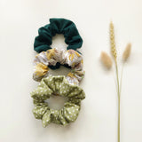 Moss green cord hair scrunchie