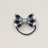 Handmade black and white gingham check classic hair bow - headband, clip or bobble