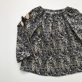 Navy floral long sleeve blouse
