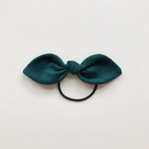 Handmade green cord hair bow - headband or bobble