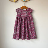 Berry floral classic handmade dress